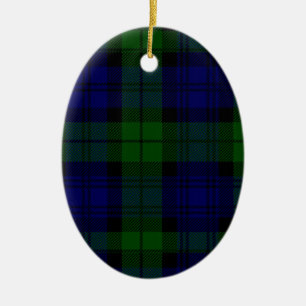 Black Watch Tartan Blue Green Plaid Ceramic Tree Decoration