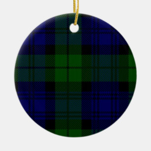Black Watch Tartan Blue Green Plaid Ceramic Tree Decoration