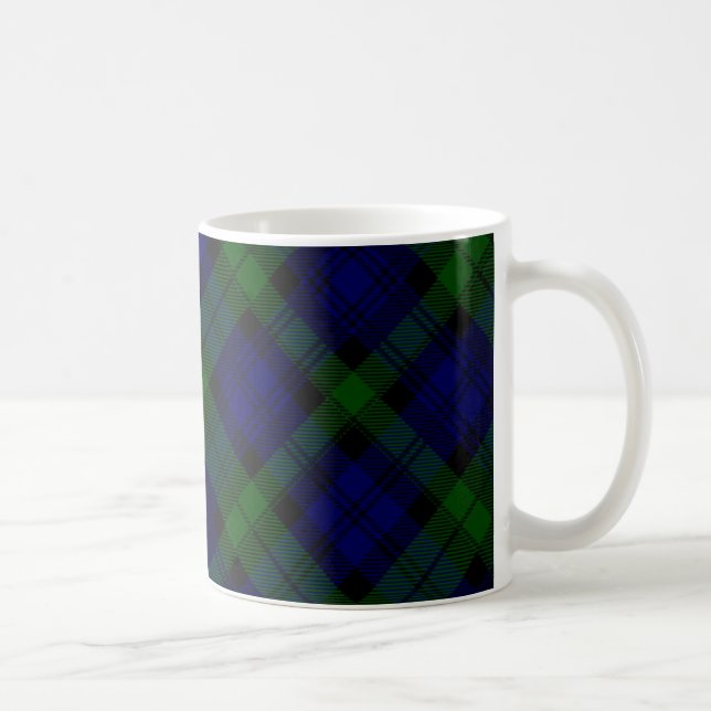 Black Watch Tartan Blue Green Plaid Coffee Mug (Right)