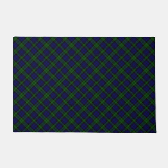 Black Watch Tartan Blue Green Plaid Doormat (Front)