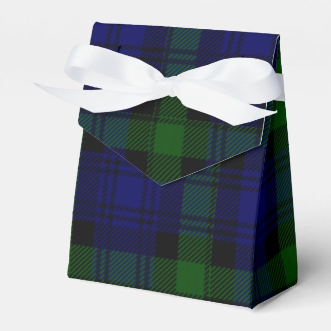 Black Watch Tartan Blue Green Plaid Favour Box (Front Side)