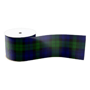 Black Watch Tartan Blue Green Plaid Grosgrain Ribbon