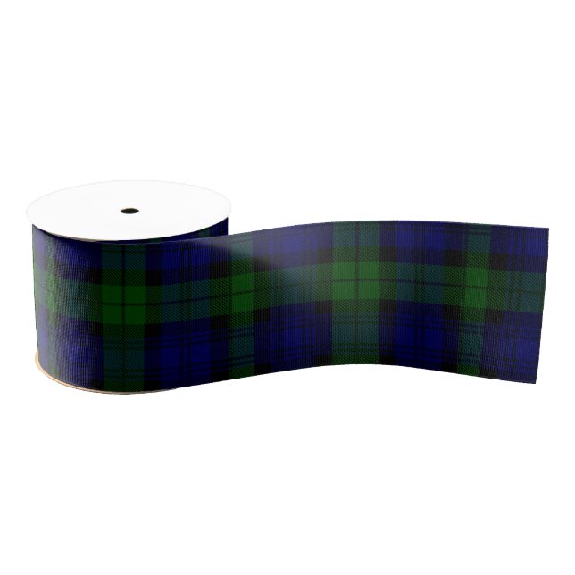 Black Watch Tartan Blue Green Plaid Grosgrain Ribbon (Spool)