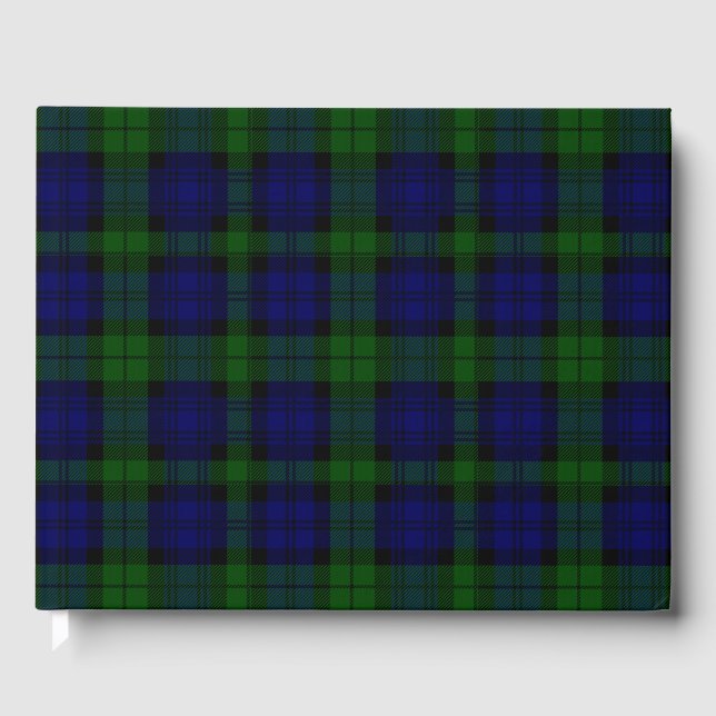 Black Watch Tartan Blue Green Plaid Guest Book (Front)