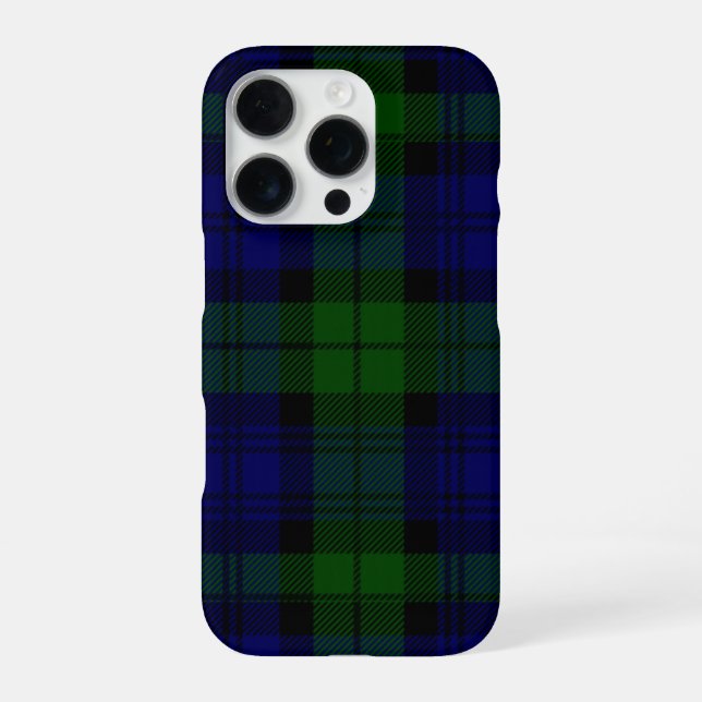Black Watch Tartan Blue Green Plaid iPhone Case (Back)