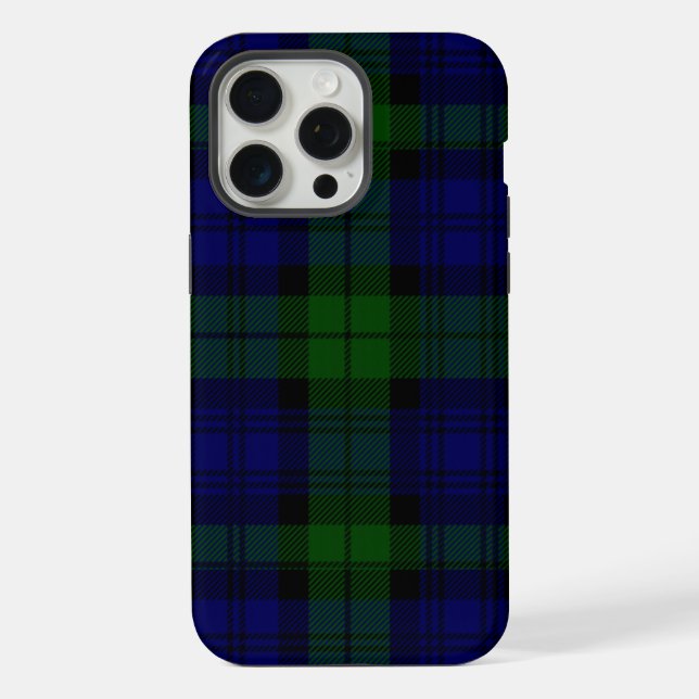 Black Watch Tartan Blue Green Plaid iPhone Case (Back)