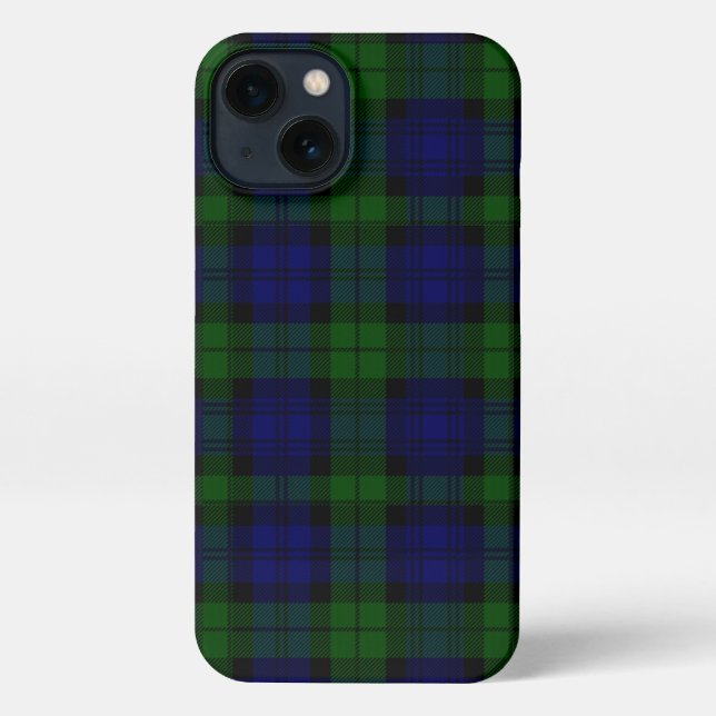 Black Watch Tartan Blue Green Plaid iPhone Case (Back)