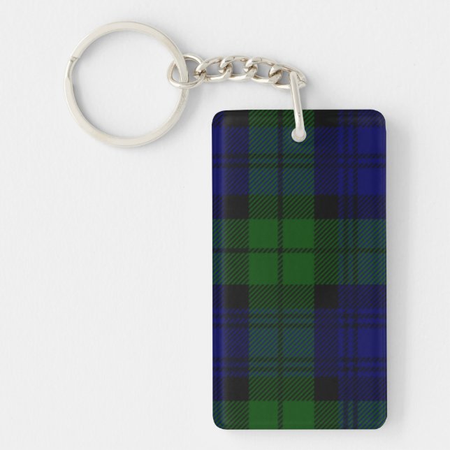 Black Watch Tartan Blue Green Plaid Key Ring (Front)