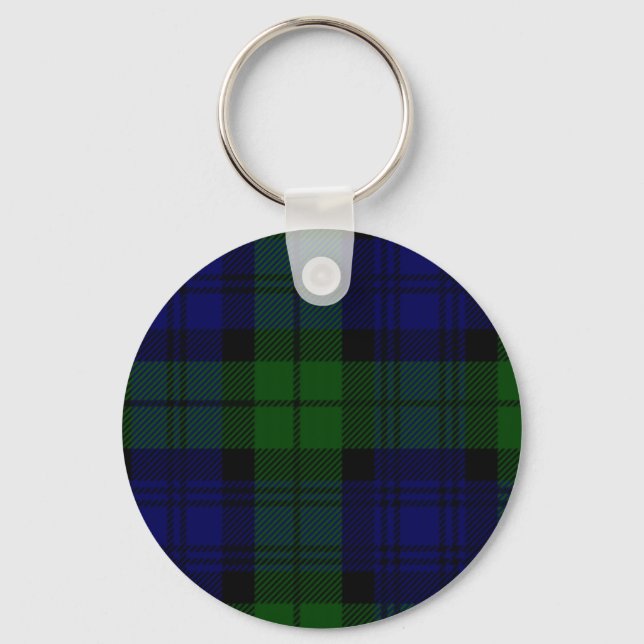 Black Watch Tartan Blue Green Plaid Key Ring (Front)