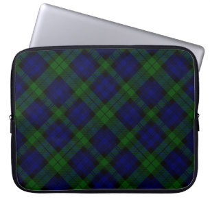 Black Watch Tartan Blue Green Plaid Laptop Sleeve
