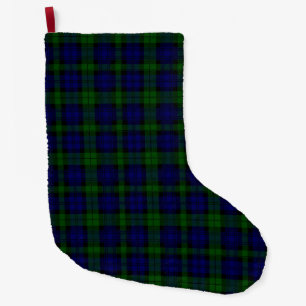 Black Watch Tartan Blue Green Plaid Large Christmas Stocking
