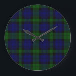 Black Watch Tartan Blue Green Plaid Large Clock<br><div class="desc">Black Watch Clan Tartan Blue Green Plaid</div>