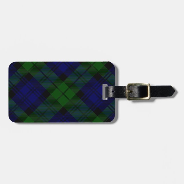 Black Watch Tartan Blue Green Plaid Luggage Tag (Front Horizontal)