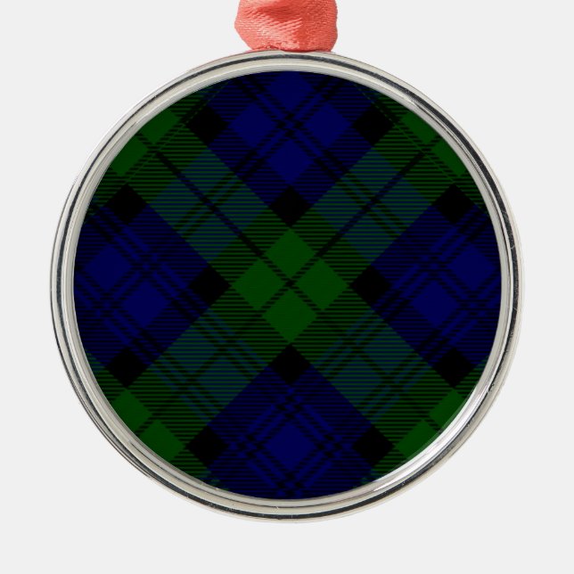 Black Watch Tartan Blue Green Plaid Metal Tree Decoration (Front)