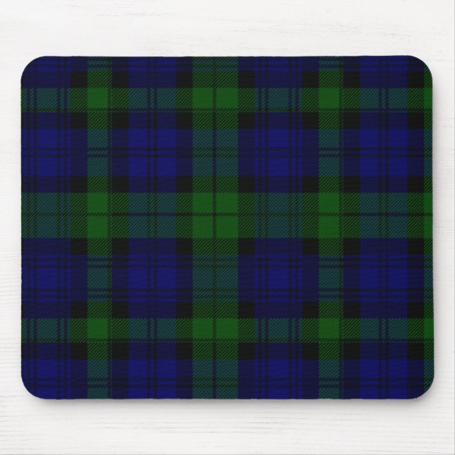Black Watch Tartan Blue Green Plaid Mouse Mat (Front)