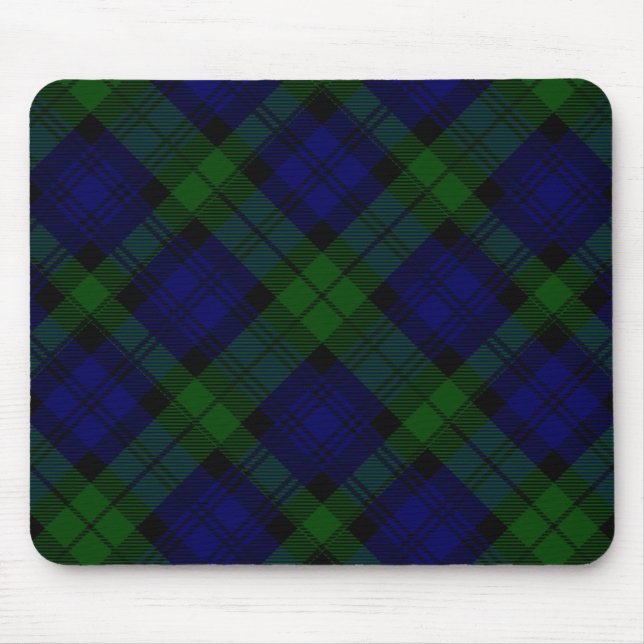 Black Watch Tartan Blue Green Plaid Mouse Mat (Front)