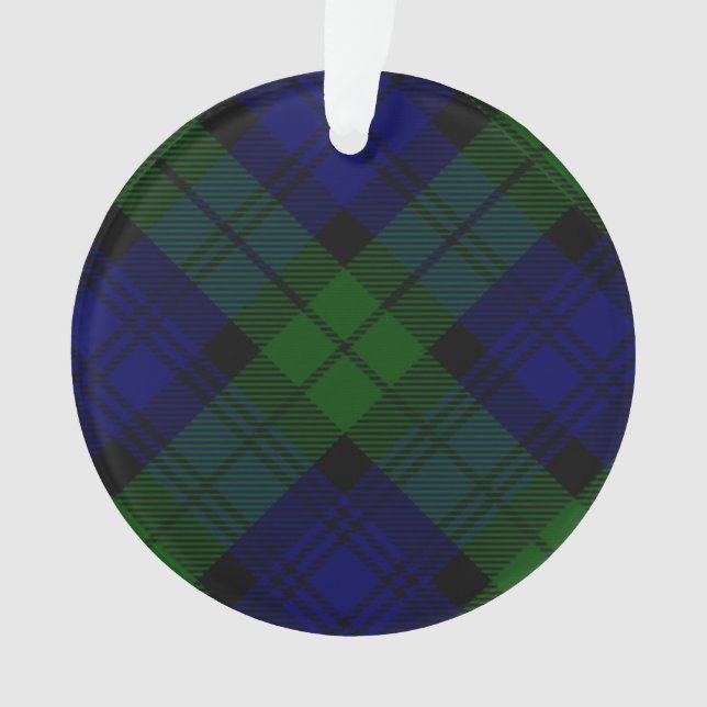 Black Watch Tartan Blue Green Plaid Ornament (Front)