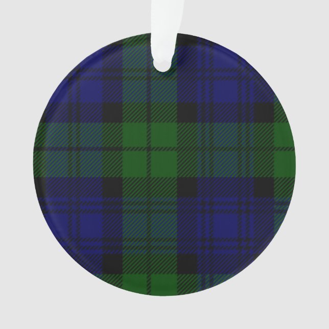 Black Watch Tartan Blue Green Plaid Ornament (Front)