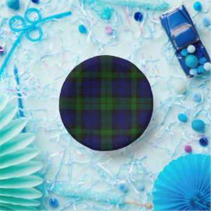 Black Watch Tartan Blue Green Plaid Paper Plate