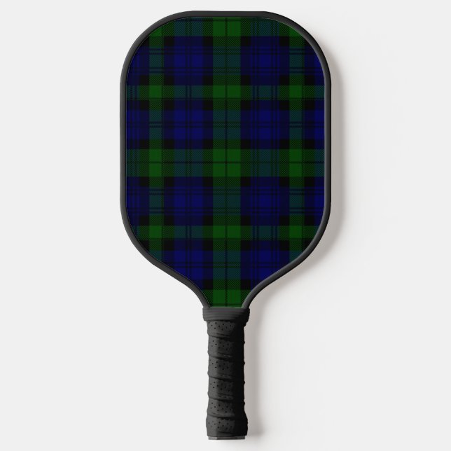 Black Watch Tartan Blue Green Plaid Pickleball Paddle (Front)