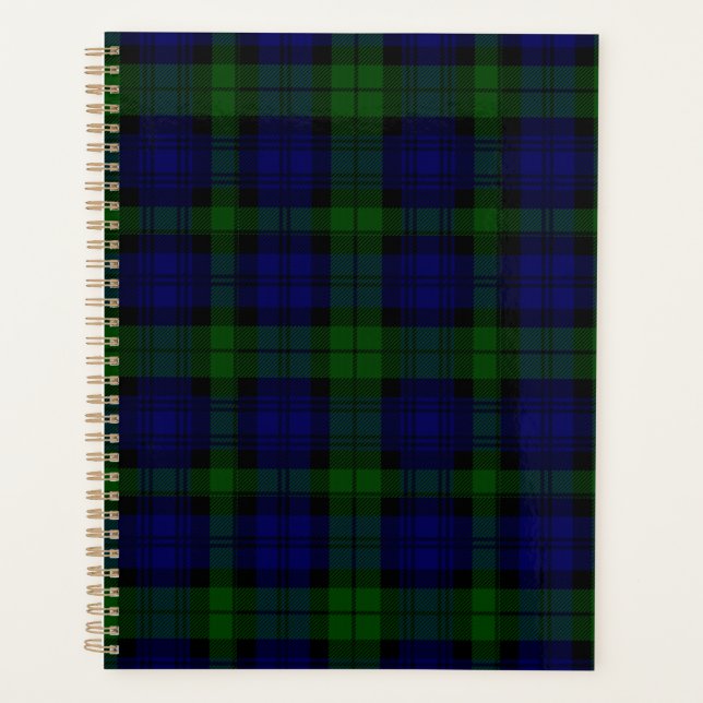 Black Watch Tartan Blue Green Plaid Planner (Front)