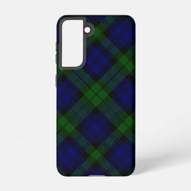 Black Watch Tartan Blue Green Plaid Samsung Galaxy S21 Case (Back)