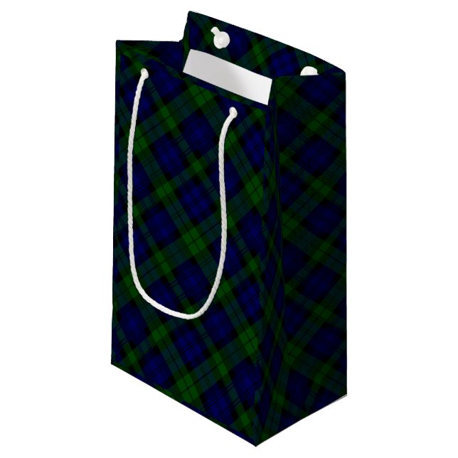Black Watch Tartan Blue Green Plaid Small Gift Bag (Front Angled)