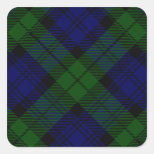 Black Watch Tartan Blue Green Plaid Square Sticker