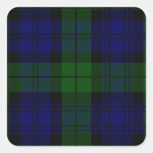 Black Watch Tartan Blue Green Plaid Square Sticker