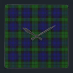 Black Watch Tartan Blue Green Plaid Square Wall Clock<br><div class="desc">Black Watch Clan Tartan Blue Green Plaid</div>