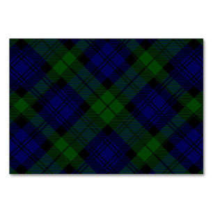 Black Watch Tartan Blue Green Plaid Table Number
