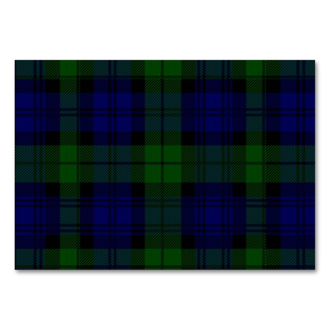 Black Watch Tartan Blue Green Plaid Table Number (Front)