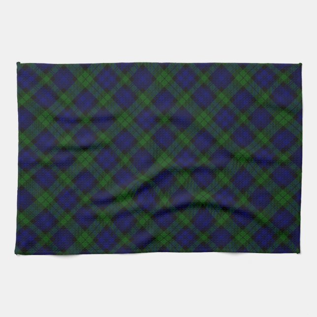 Black Watch Tartan Blue Green Plaid Tea Towel (Horizontal)
