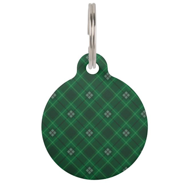 Black Watch Tartan Fabric Pattern Pet Tag (Back)