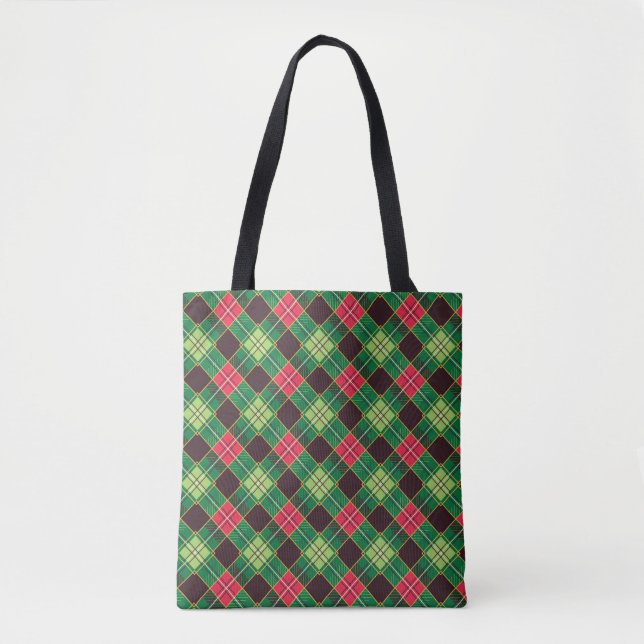 Black Watch Tartan Fabric Pattern Tote Bag (Front)