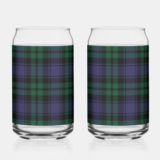 Black Watch Tartan, Plaid Can Glass (Front)