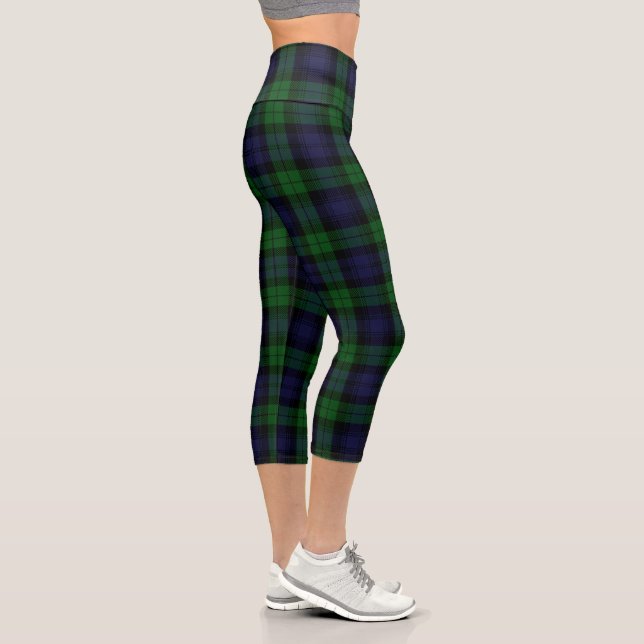 Black Watch Tartan Plaid Capri Leggings (Right)