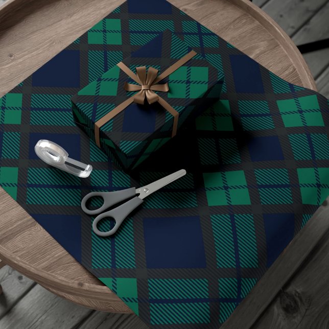 Black Watch Tartan Plaid Classic Blue Green Wrapping Paper (Black Watch Tartan Plaid Classic Blue Green Wrapping Paper)