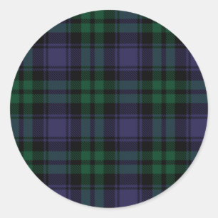Black Watch Tartan, Plaid Classic Round Sticker
