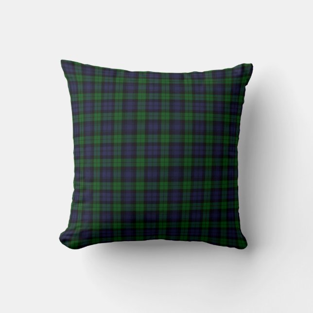 Black Watch Tartan Plaid Cushion (Front)
