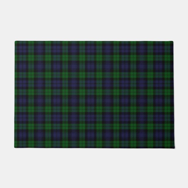 Black Watch Tartan Plaid Doormat (Front)