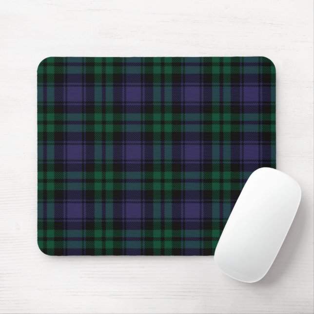 Black Watch Tartan, Plaid Mouse Mat (With Mouse)