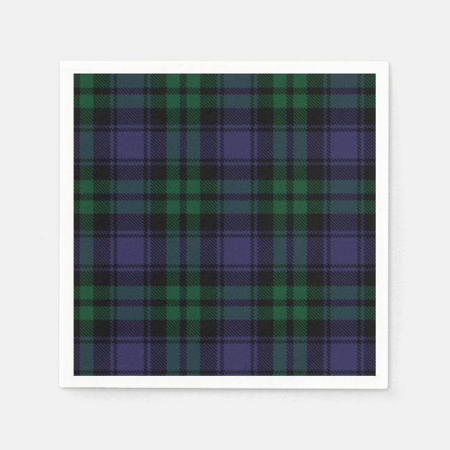 Black Watch Tartan, Plaid Napkin (Front)