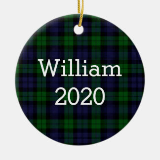 Black Watch Tartan Plaid Personalised Ceramic Tree Decoration