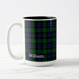 Black Watch Tartan Plaid personalised Two-Tone Coffee Mug