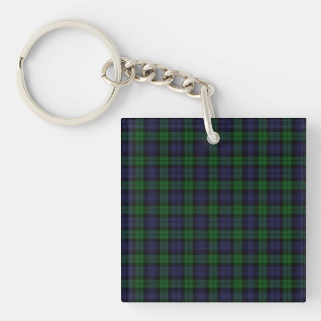 Black Watch Tartan Plaid Scottish Plaid Pattern Key Ring (Front)