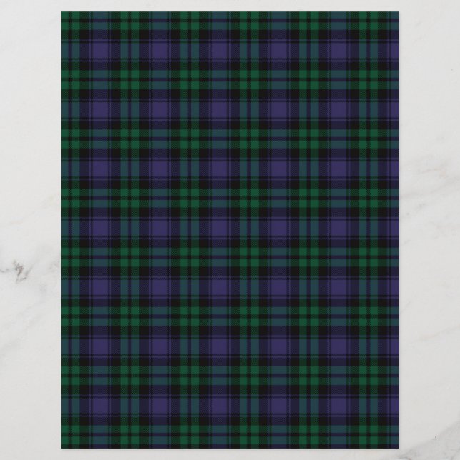 Black Watch Tartan, Plaid Scrapbook Paper (Front)