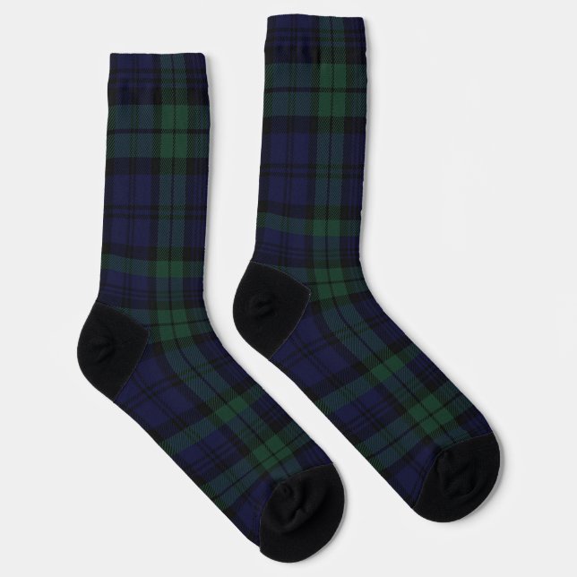 Black Watch Tartan Plaid Socks (Right)