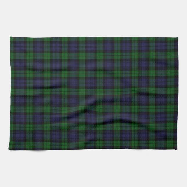 Black Watch Tartan Plaid Tea Towel (Horizontal)