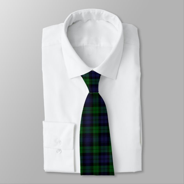 Black Watch Tartan Plaid Tie (Tied)